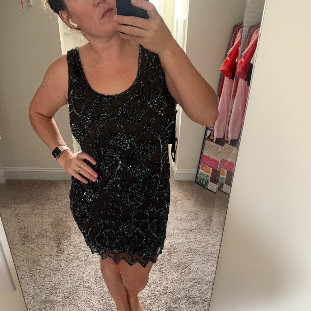 Navy Grey Sequence Dress